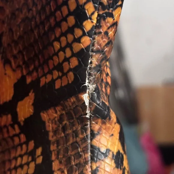 Bikercore Orange & Black Faux Snakeskin Ankle Boots by Steve Madden | Size 8.5 - Picture 9 of 11